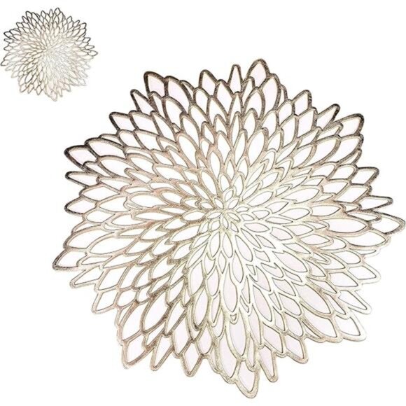 Sets of 12 Gold Metallic Placemats & Coasters 24 PCS Matching, Laminated Vinyl - Picture 7 of 7